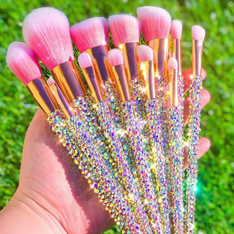 Silver Rhinestone Brushes 12pc